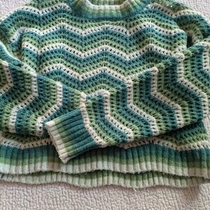Hippie Rose Teal and Cream Chevron Sweater